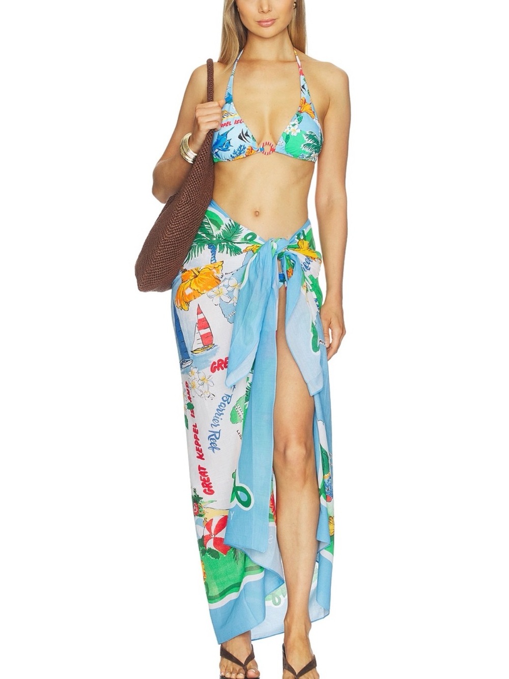 Seafolly Light Blue Tropical Print Sarong